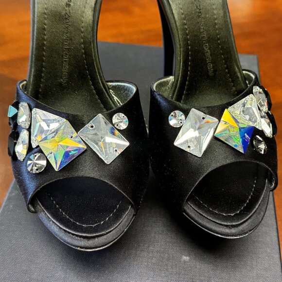 Sparkling Giuseppe Zanotti Dea Jeweled Satin Platform Mules EU 40 NIB - Picture 3 of 11